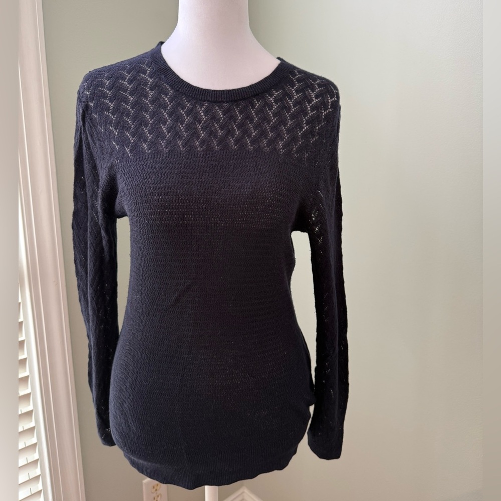 LOFT Navy Textured Knit Sweater